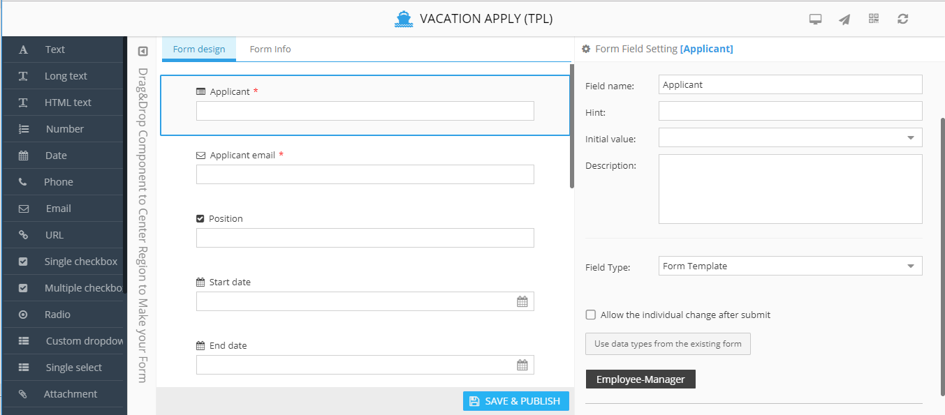 omniweb form for vacation